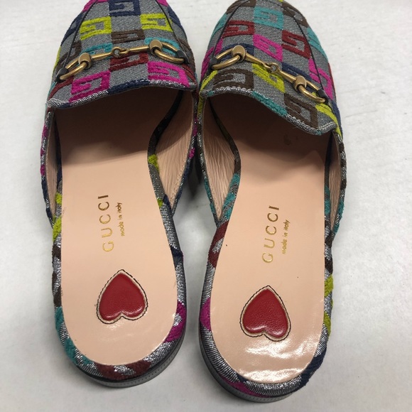 Gucci Princetown velvet multicolored monogram mules, NWOT - Picture 5 of 10